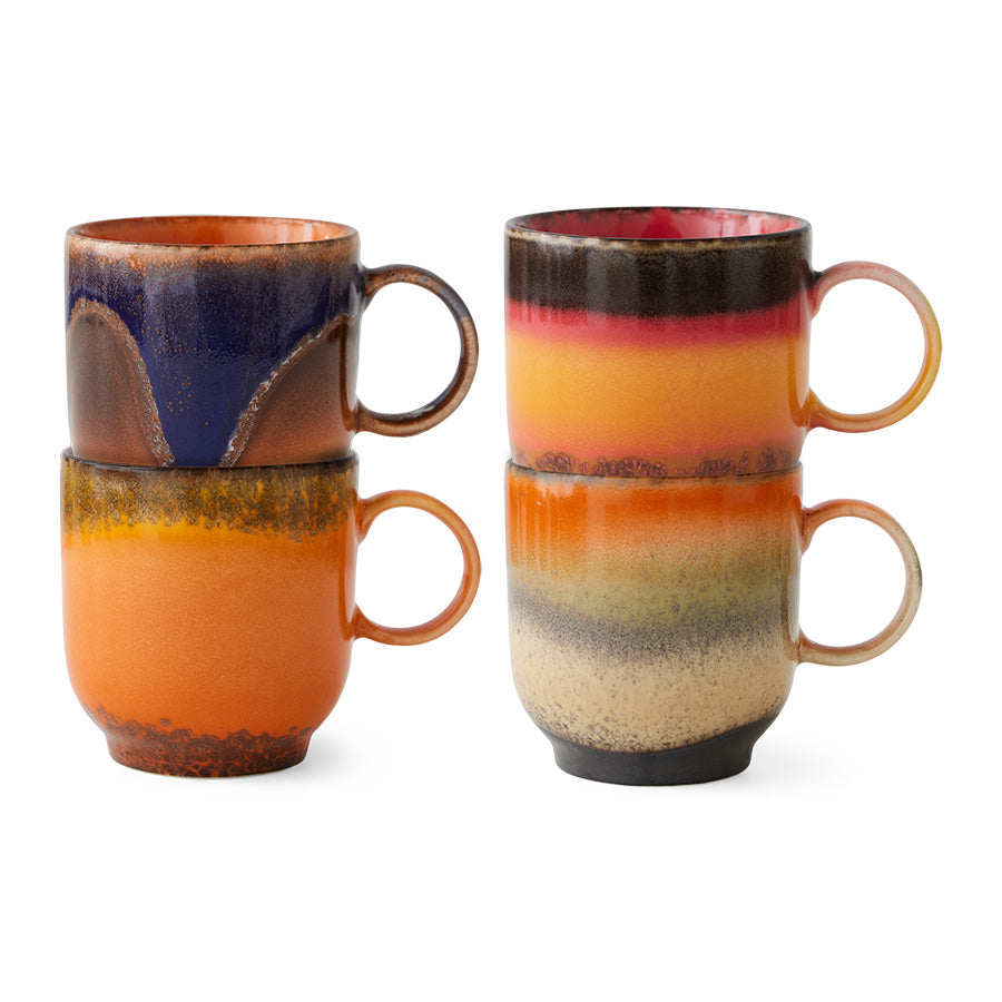 HKliving 70s Ceramics: Café Mugs Brazil, set of 4