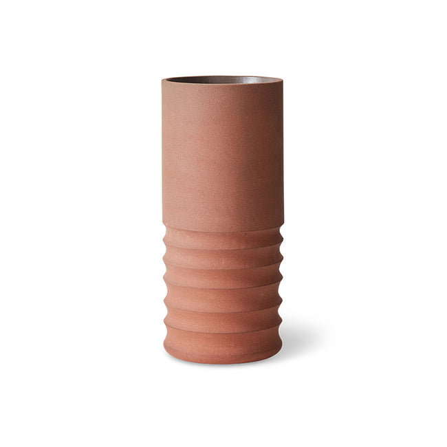 HKliving Handcarved terracotta tube vase