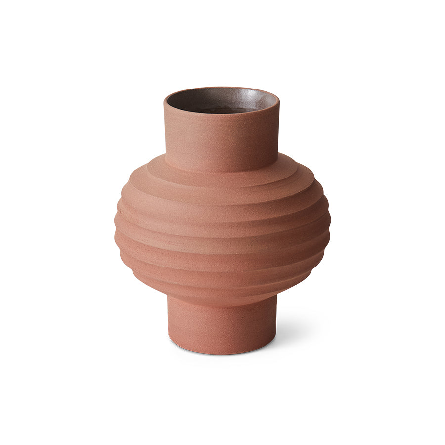 HKliving Handcarved terracotta bulb vase