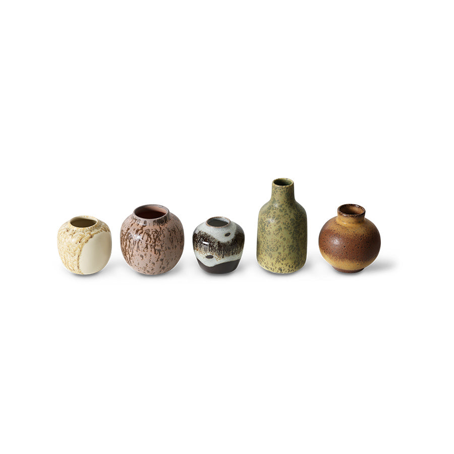 HKliving 70s ceramics: small vases pursuit, set of 5