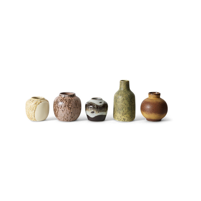 HKliving 70s ceramics: small vases pursuit, set of 5