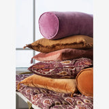 Velvet Bolster Cushion Burnt Orange