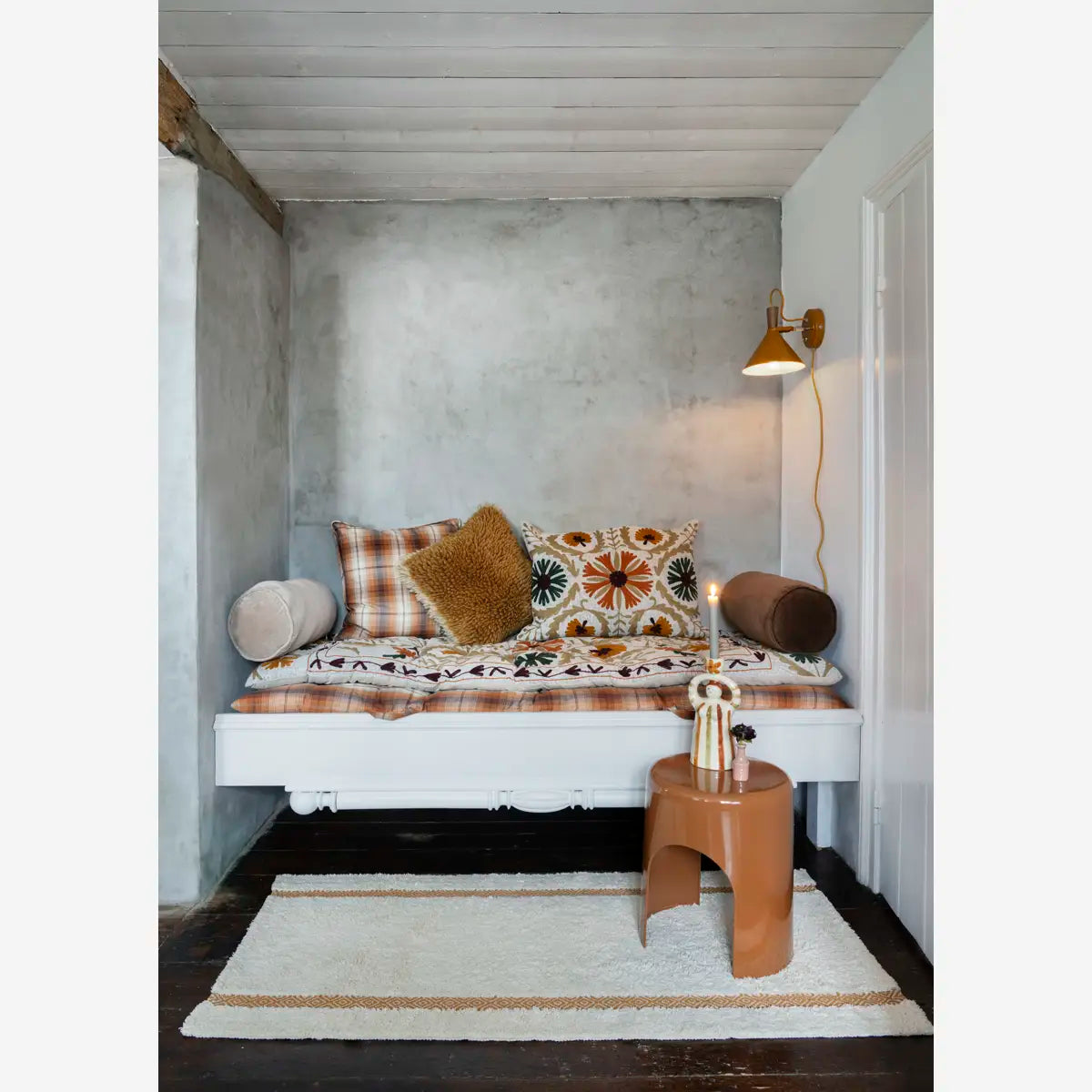 Woolen Cushion Mustard, Beige 40x40 cm