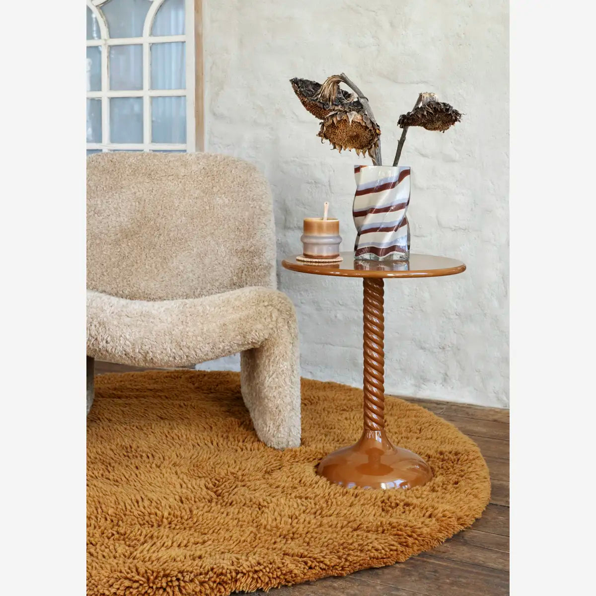 Round Metal Coffee Table Brown