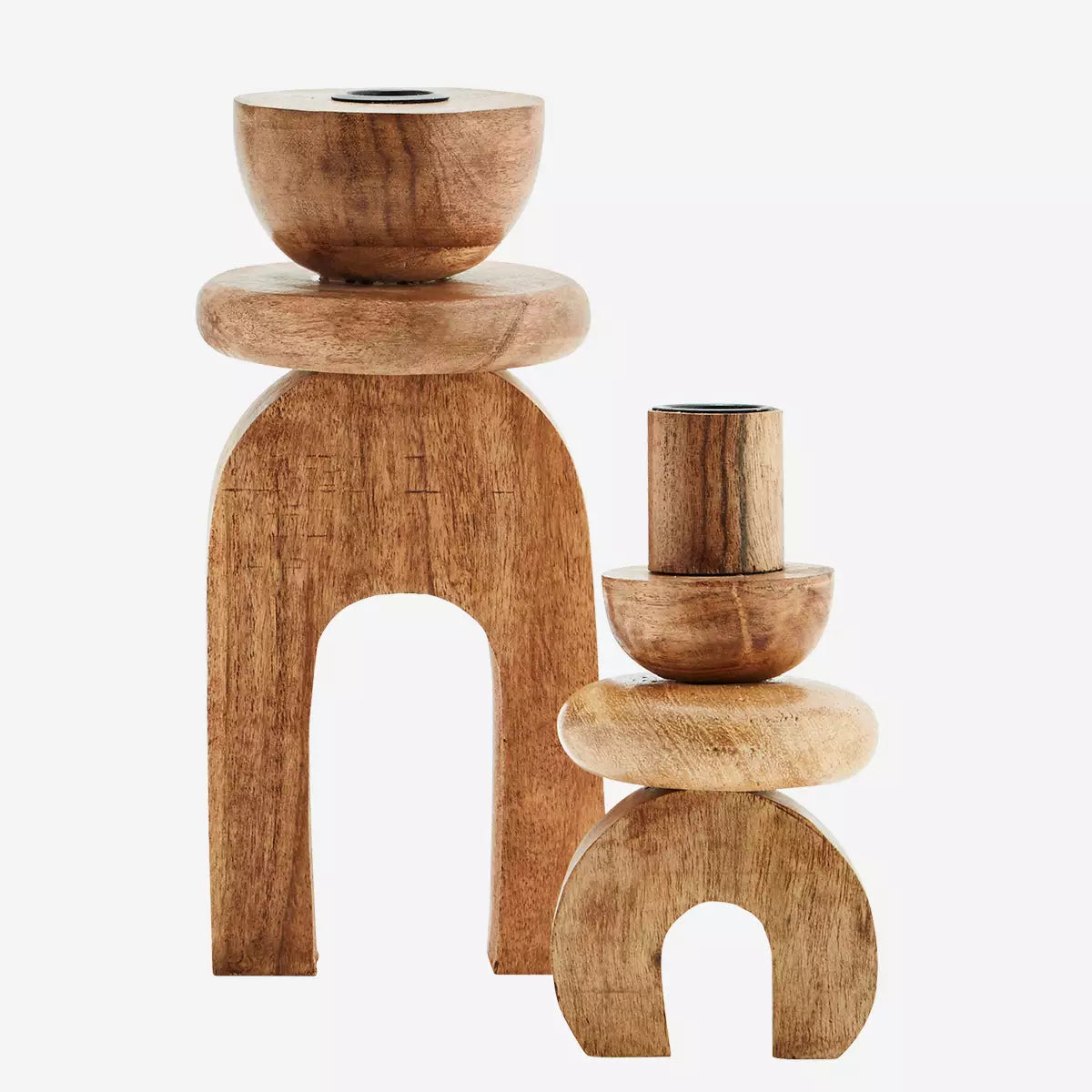 Wooden Candle Holders Set Of 2