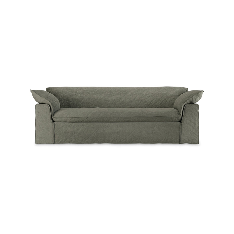 HKliving Nomad couch: 244cm linen, army green