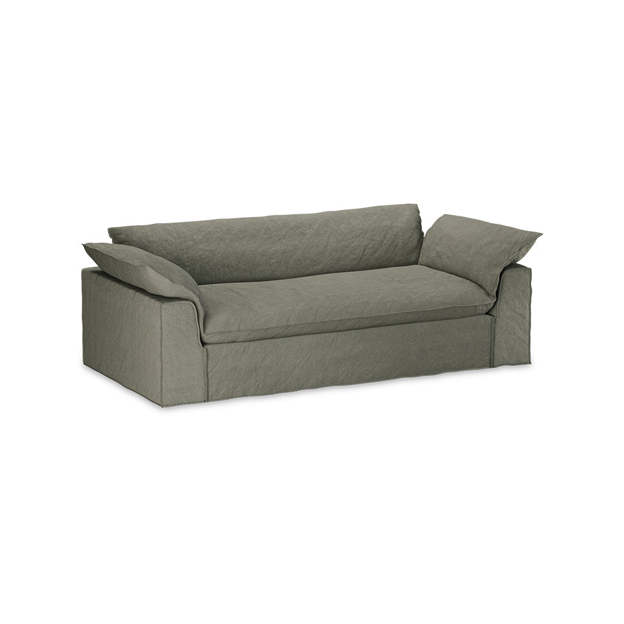 HKliving Nomad couch: 244cm linen, army green