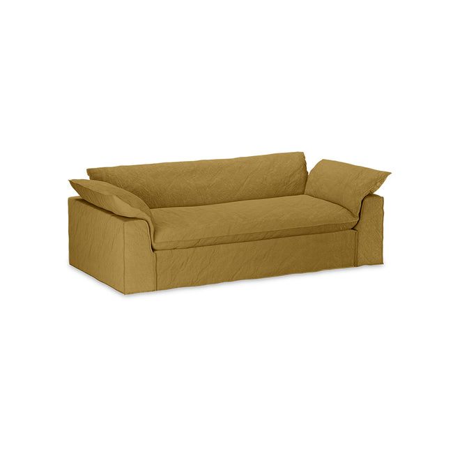 HKliving Nomad couch: 244cm linen, burnt ochre