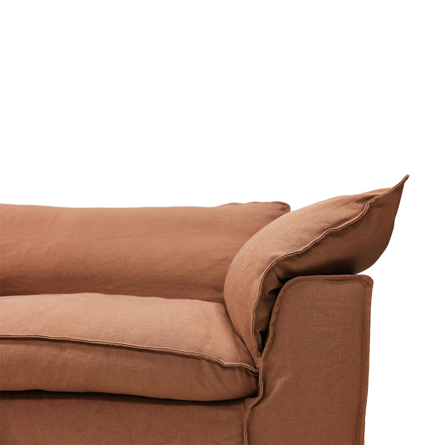 HKLIVING Nomad couch: 204cm linen, dusty rose