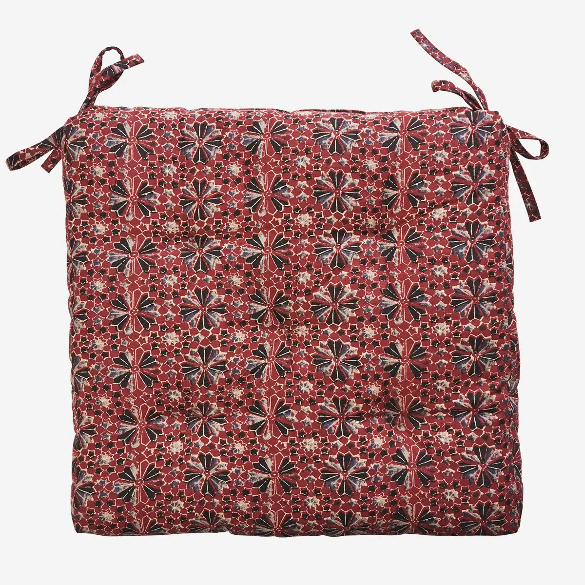 Striped Cotton Seat Pad Syrah, black, charcoal, beige