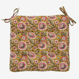 Printed cotton Seat Pad Mustard, Off white, Grey, Raspberry - Madam Stoltz