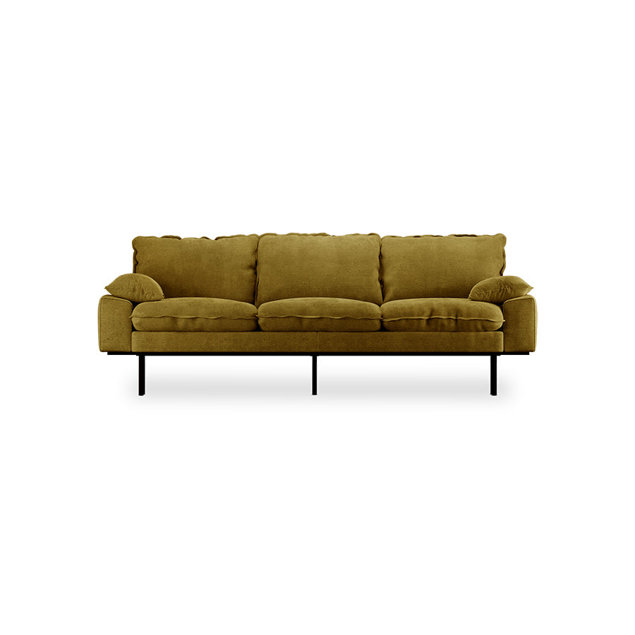 HKliving Retro Sofa 3-Seats Royal Velvet, Olive