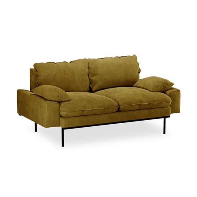 HKliving Retro Sofa 2-Seats Royal Velvet, Olive