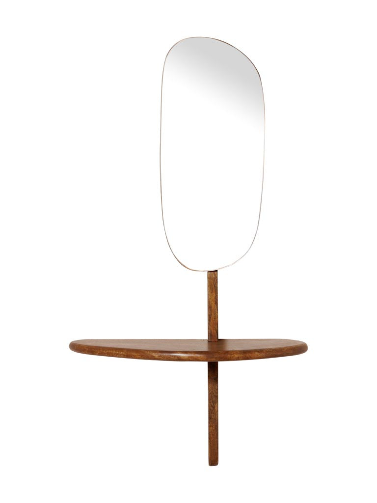Small Abstract Mirror With Tiny Shelf