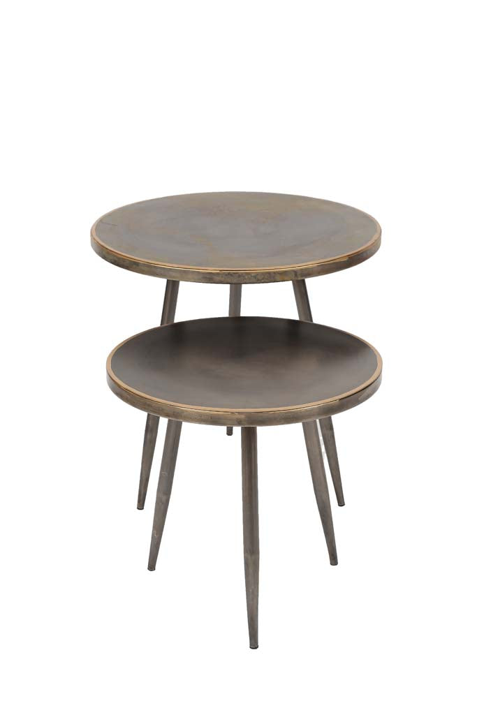 Gold Edge Metal Side Tables set of 2