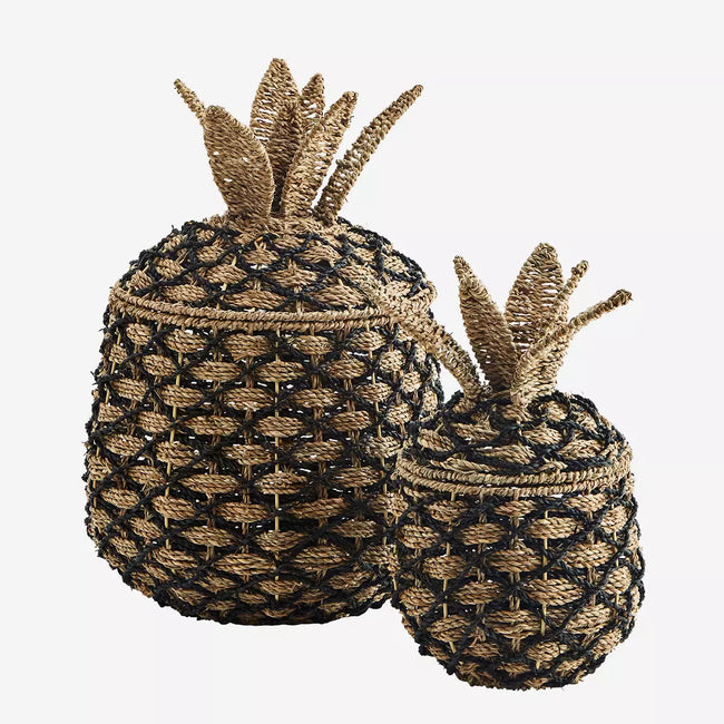 Seagrass Pineapple Baskets With Lid Set of 2