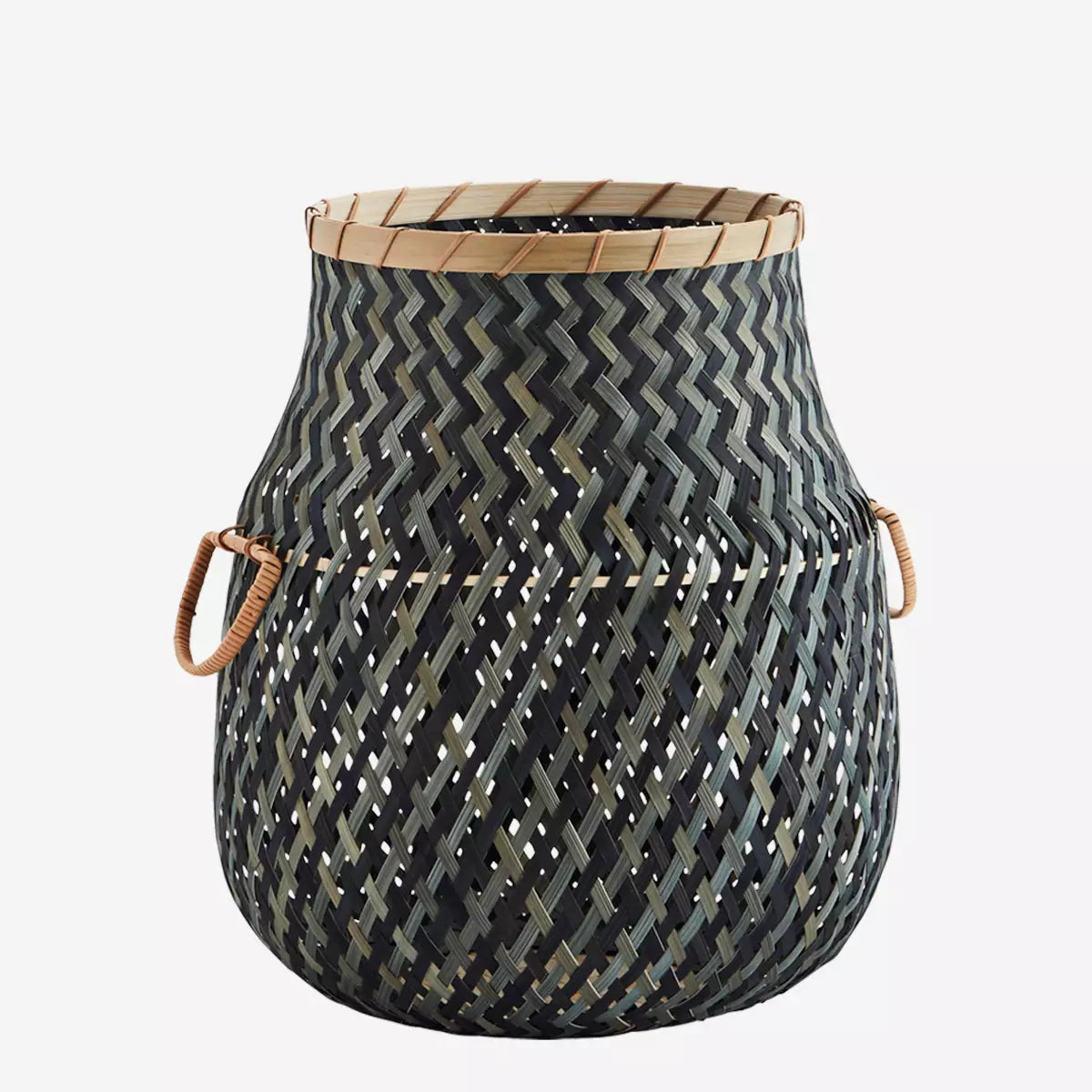 Bamboo Basket With Handless Black, Natural