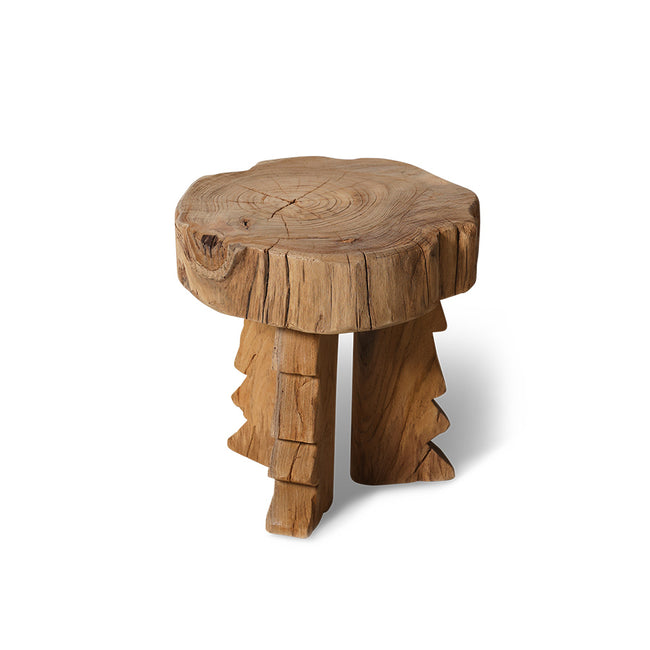 HKliving Carved Wooden Stool