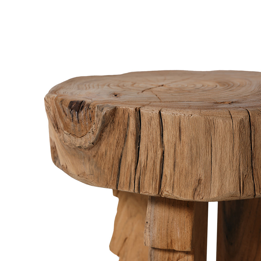 HKliving Carved Wooden Stool