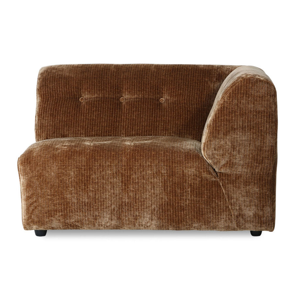 HKliving Vint Couch: Element Right 1.5 seaterCorduroy Velvet Aged Gold