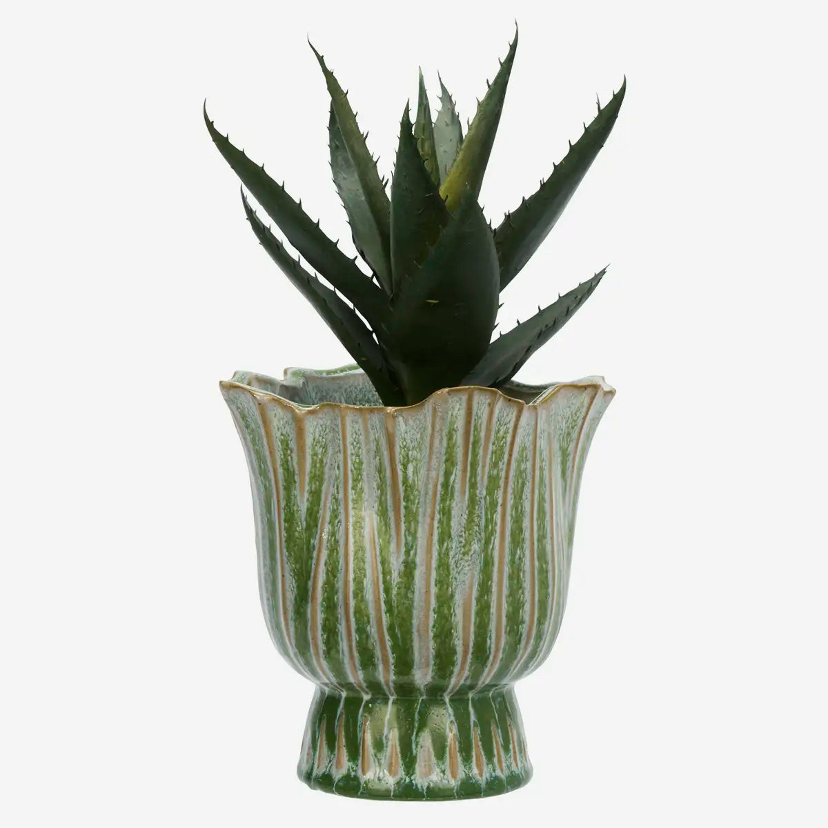 Stoneware Flower Pot Green M