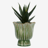 Stoneware Flower Pot Green M