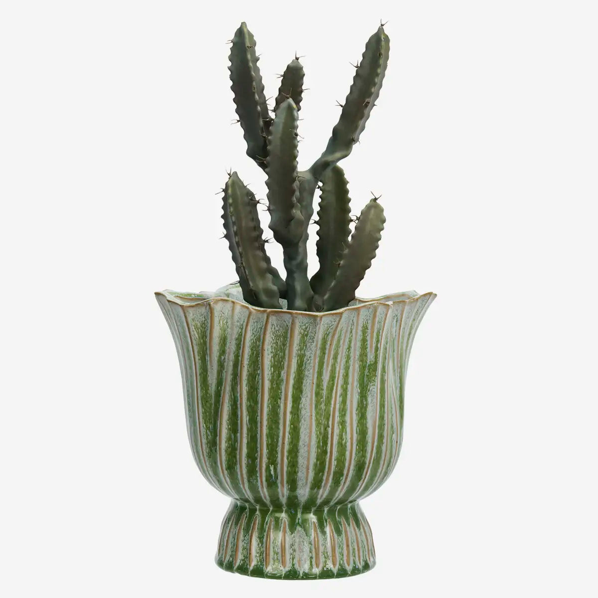 Stoneware Flower Pot Green L