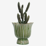 Stoneware Flower Pot Green L