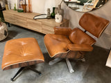 Iconic Lounge Chair and Ottoman - Rosewood & Tan Brown Leather