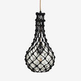 Glass ceiling lamp with jute net