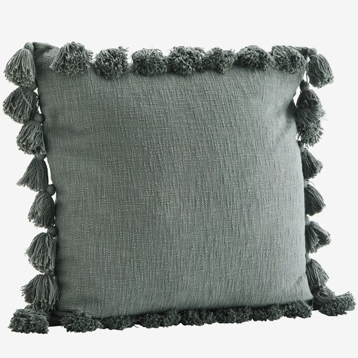 Cushion With Tassels Emerald