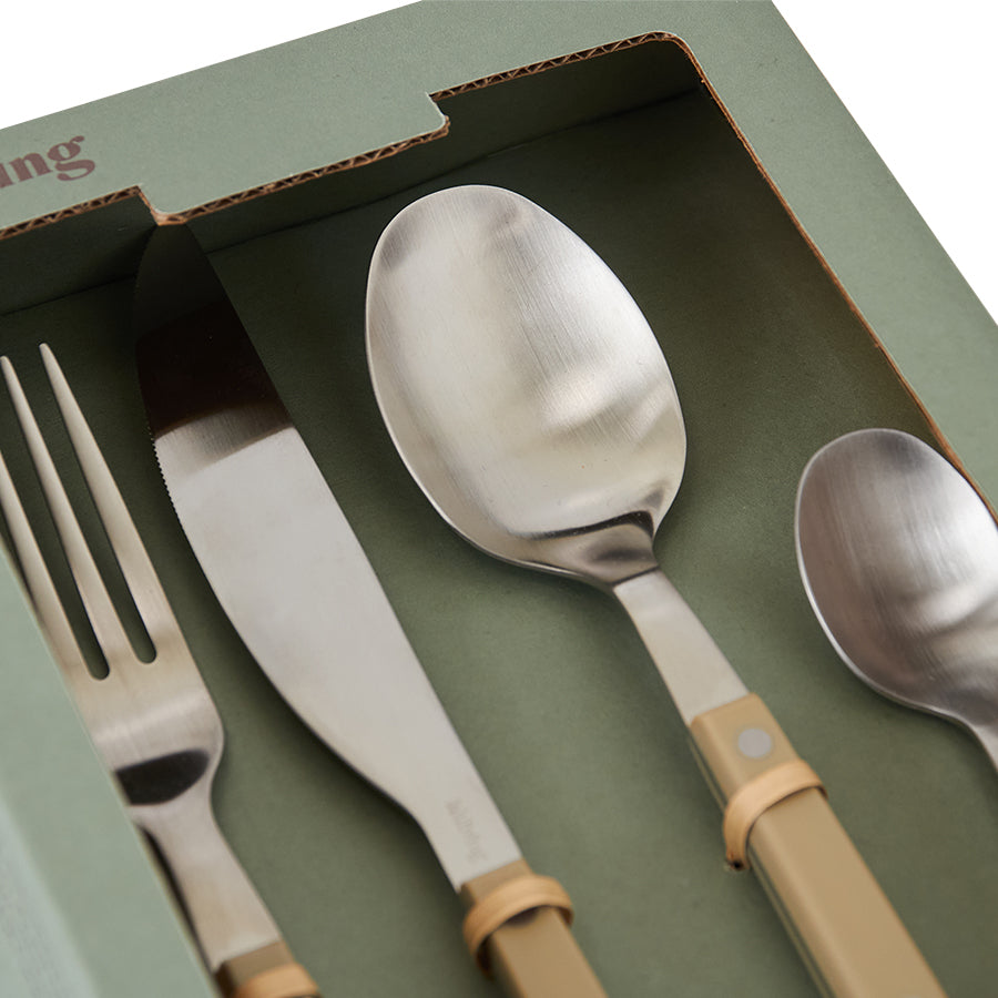 HKliving 70s cutlery: olive set of 16