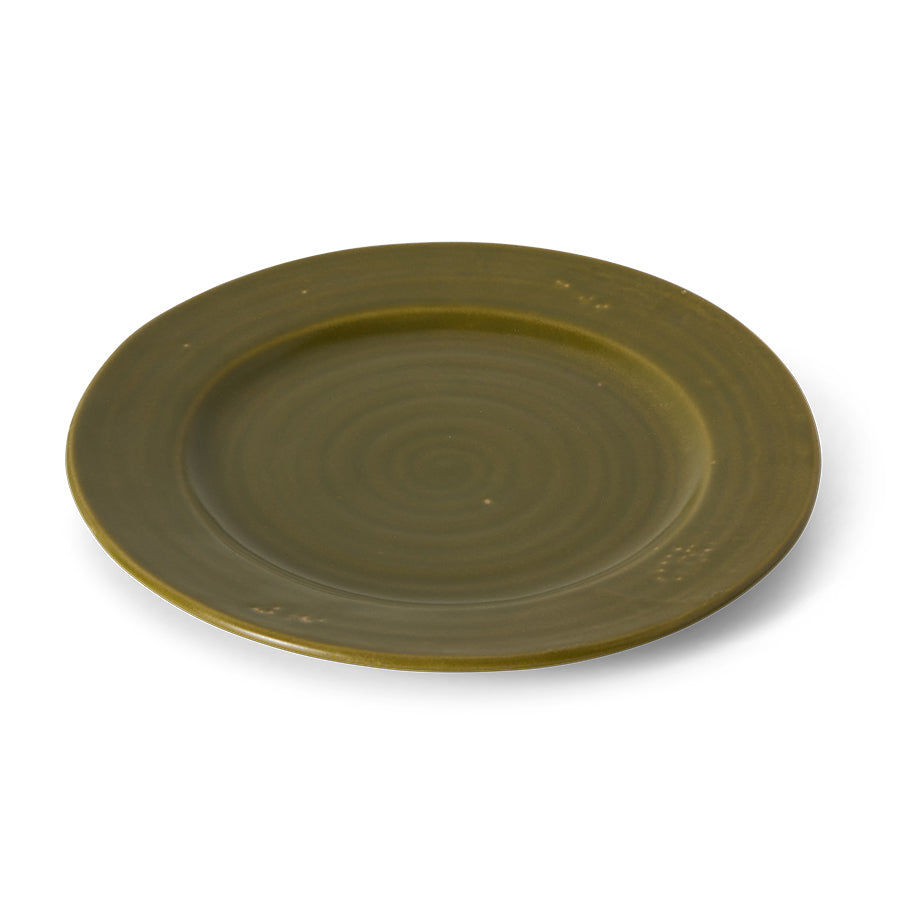 HKLIVING Farmhouse Ceramics: Dinner Plates Moss, set of 2
