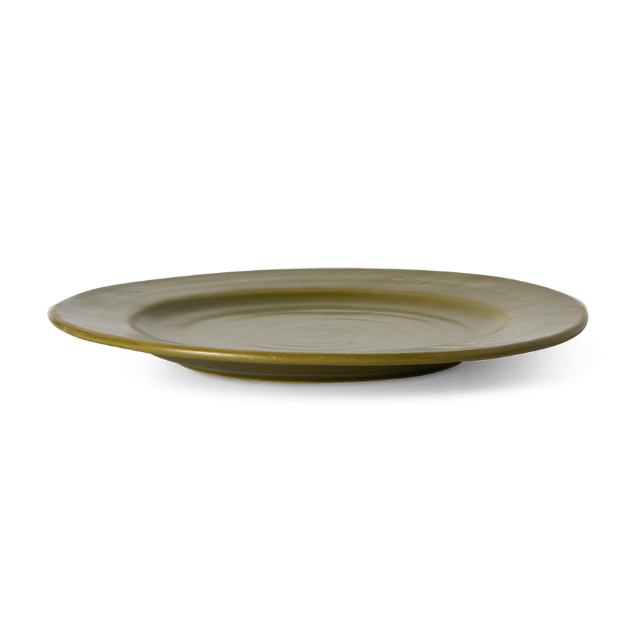 HKLIVING Farmhouse Ceramics: Dinner Plates Moss, set of 2