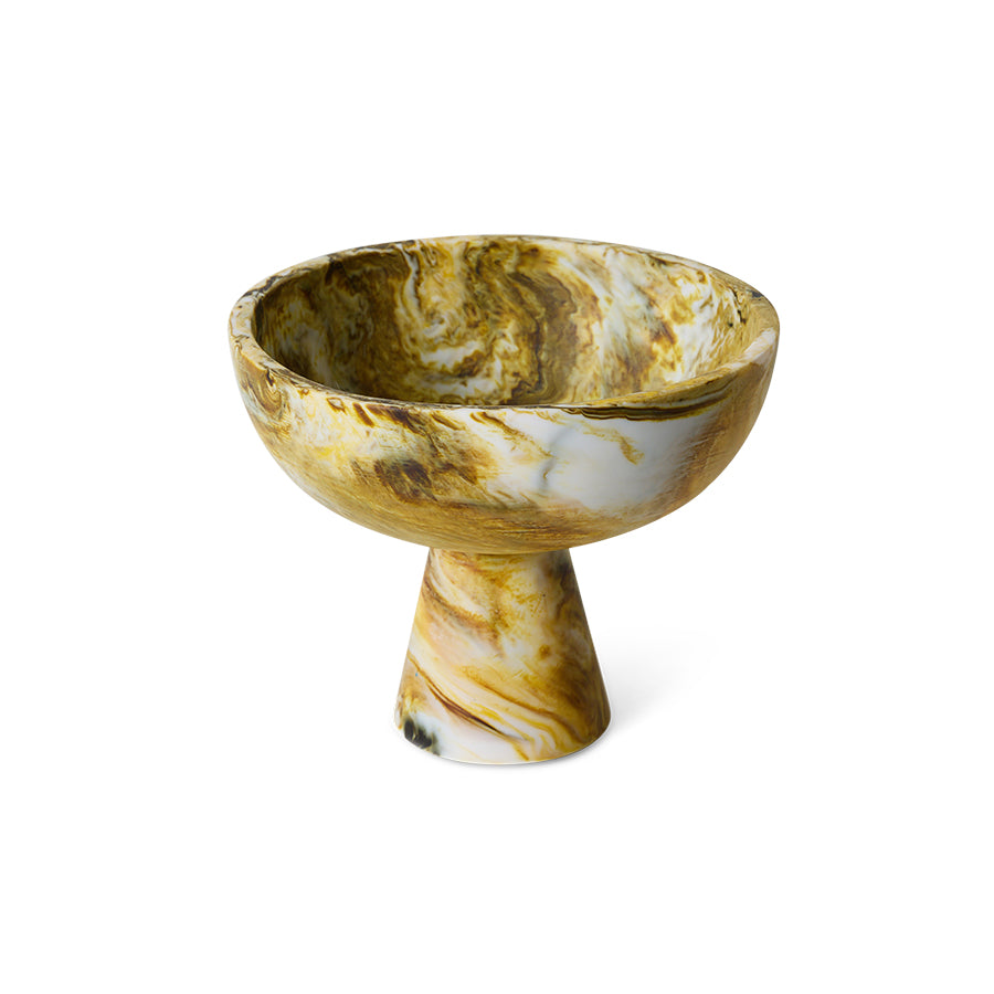 HKLIVING Marbled Bowl On Base Ochre