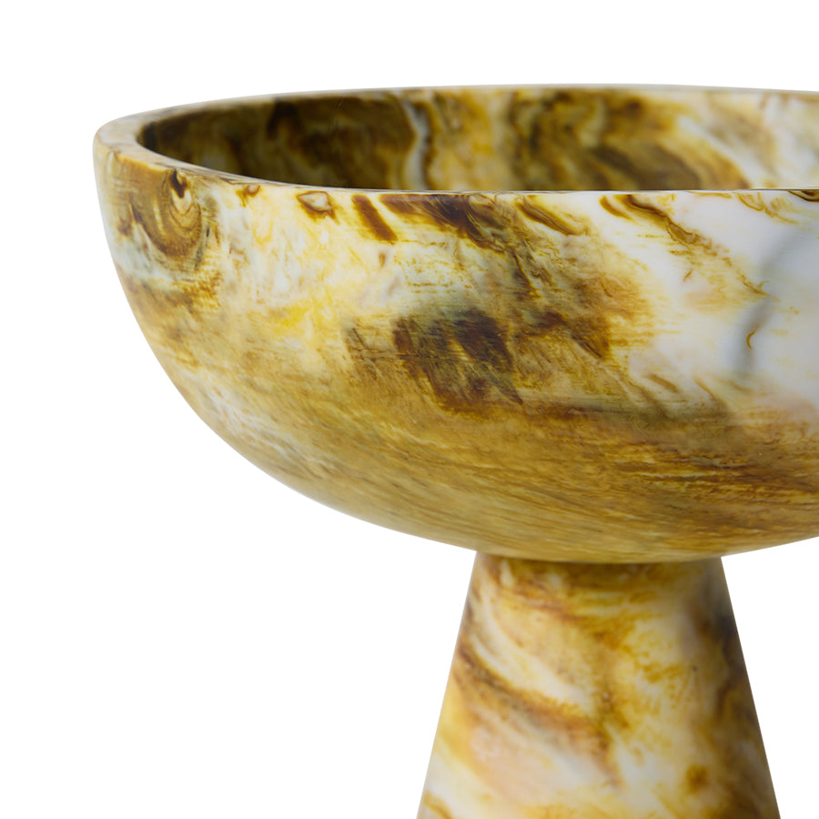 HKLIVING Marbled Bowl On Base Ochre