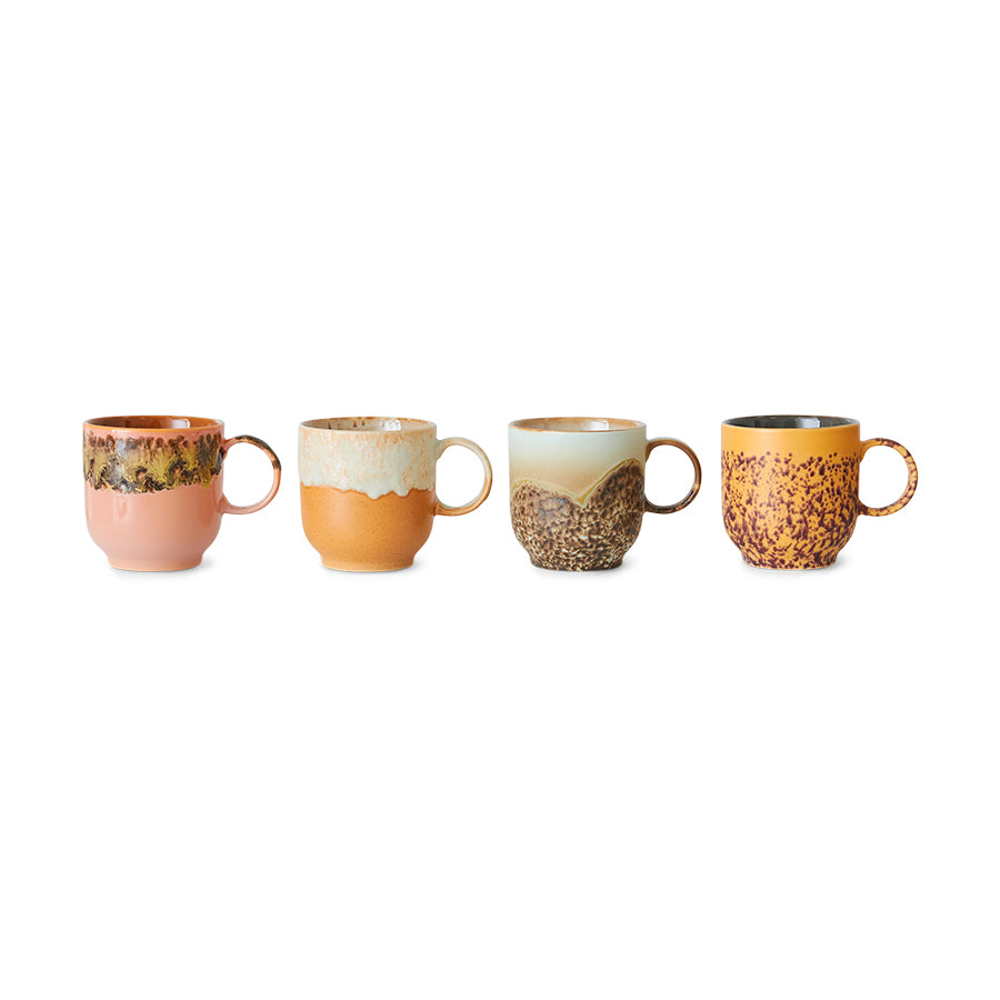 HKliving 70s Ceramics: Coffee Mugs Cape, set of 4