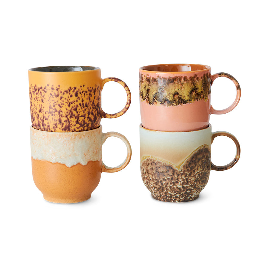 HKliving 70s Ceramics: Coffee Mugs Cape, set of 4