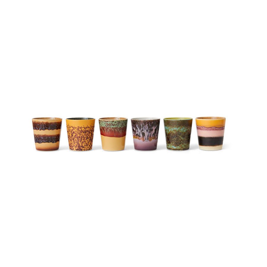 HKliving 70s Ceramics: Coffee Mugs Valley, set of 6