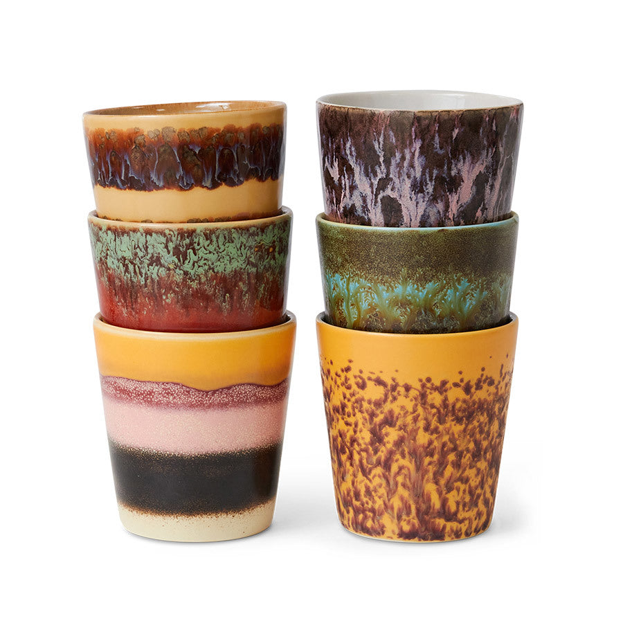 HKliving 70s Ceramics: Coffee Mugs Valley, set of 6
