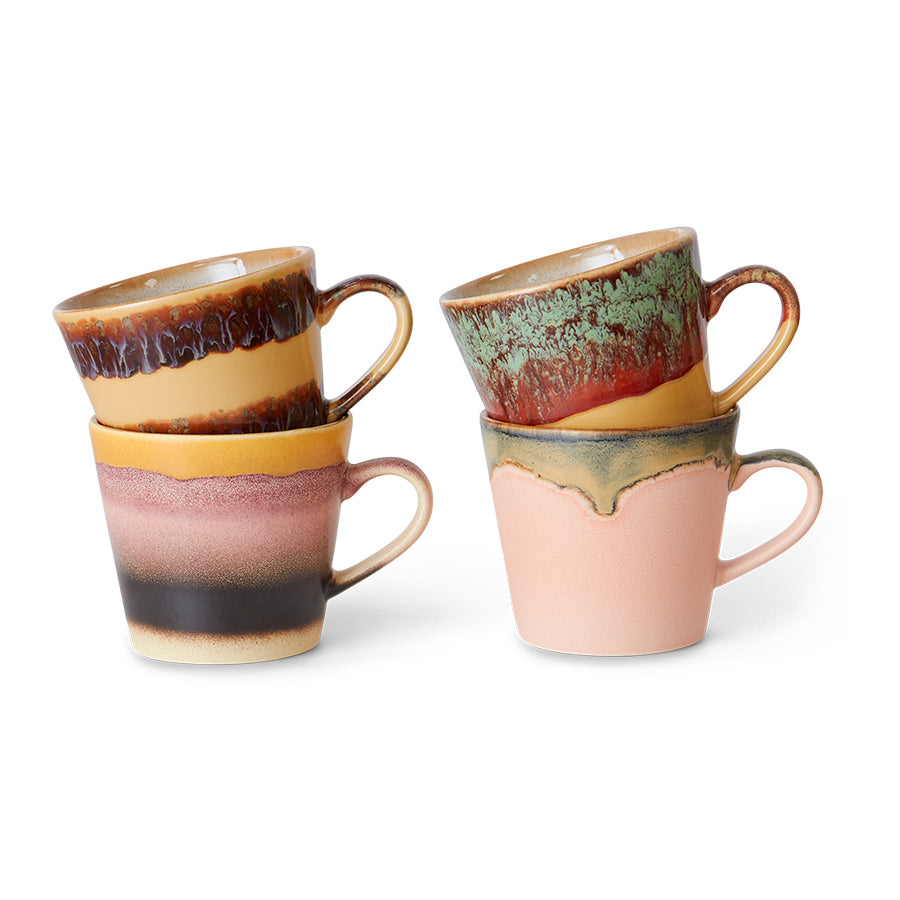 HKliving 70s Ceramics: Cappuccino Mugs Vista, set of 4