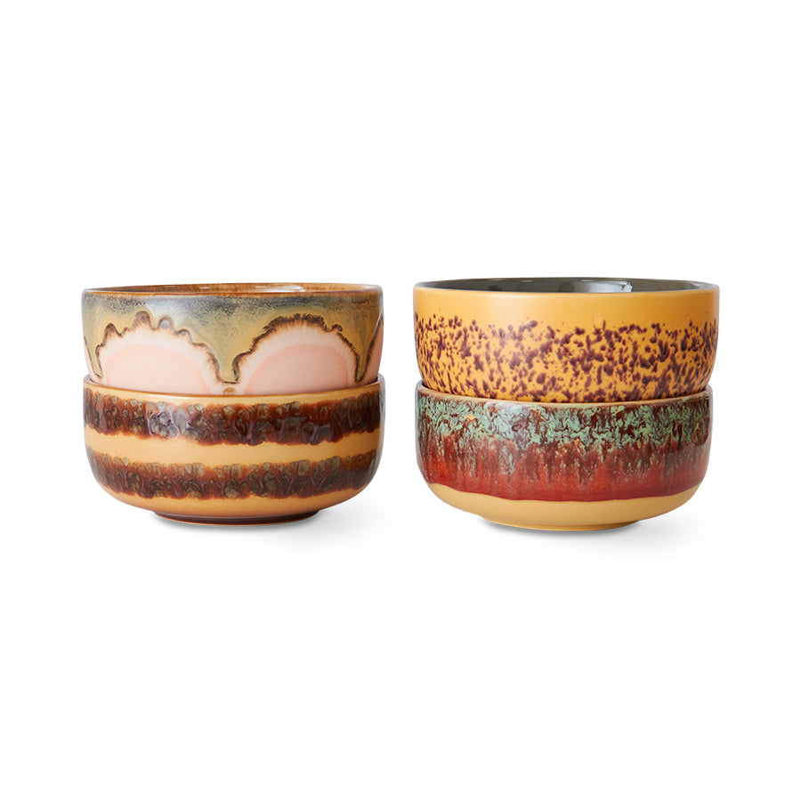 HKliving 70s Ceramics: Dessert Bowls Harbour, set of 4