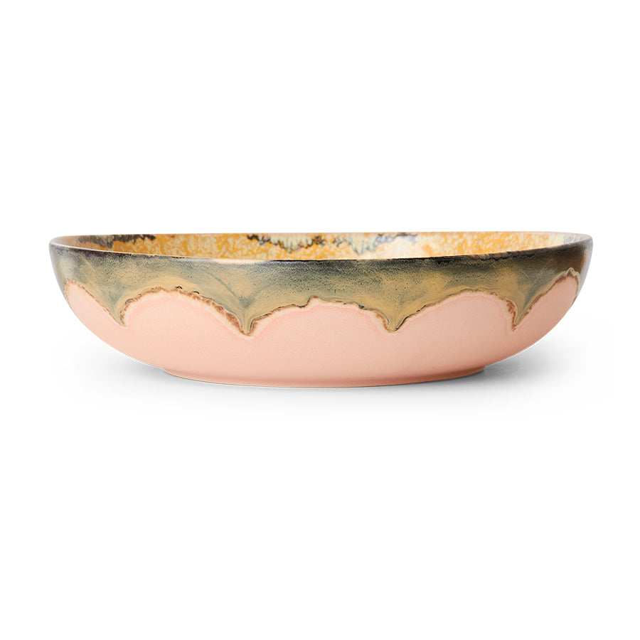 Decorative bowl with gold and bronze gradient on a white background