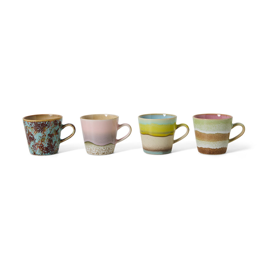 HKLIVING 70s Ceramics: Americano Mugs Rococo, Set of 4