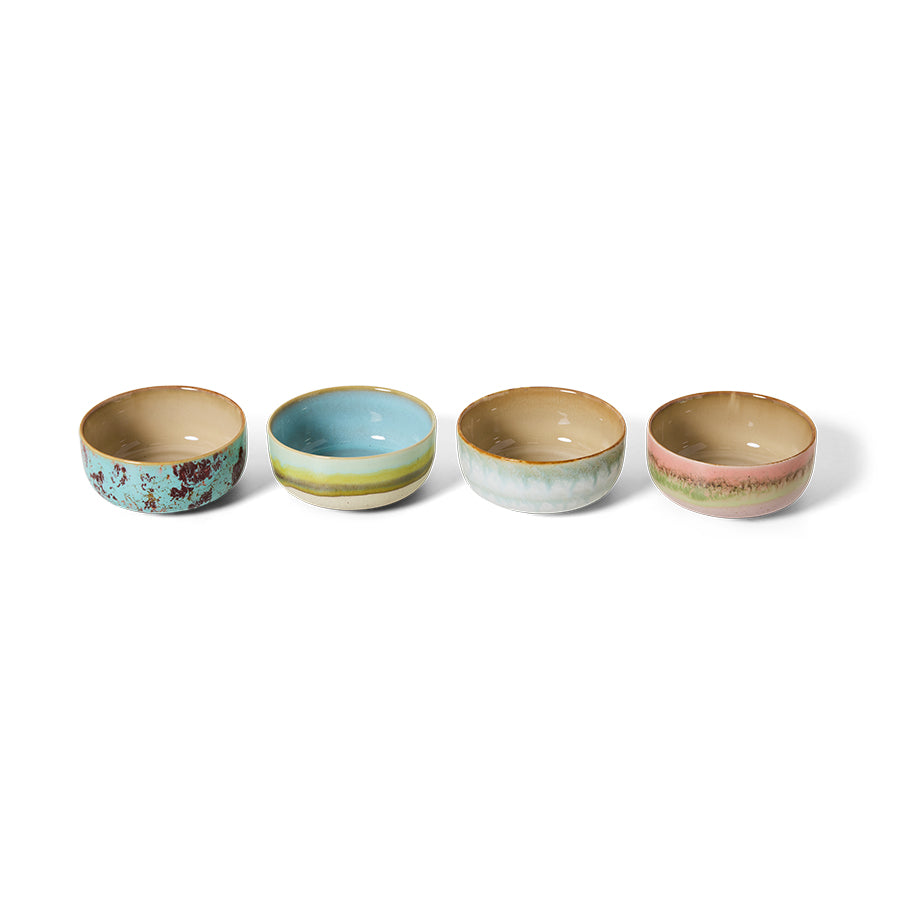 HKLIVING 70s Ceramics: Dessert Bowls Impression, set of 4