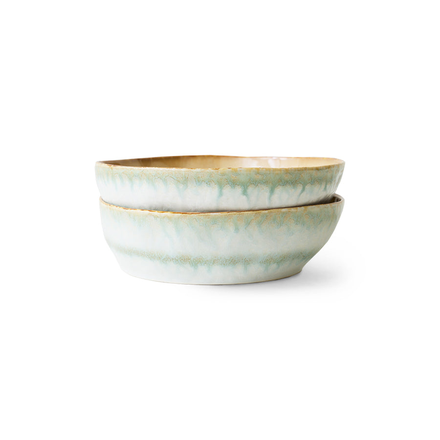 HKLIVING 70s Ceramics: Pasta Bowls Petal, set of 2