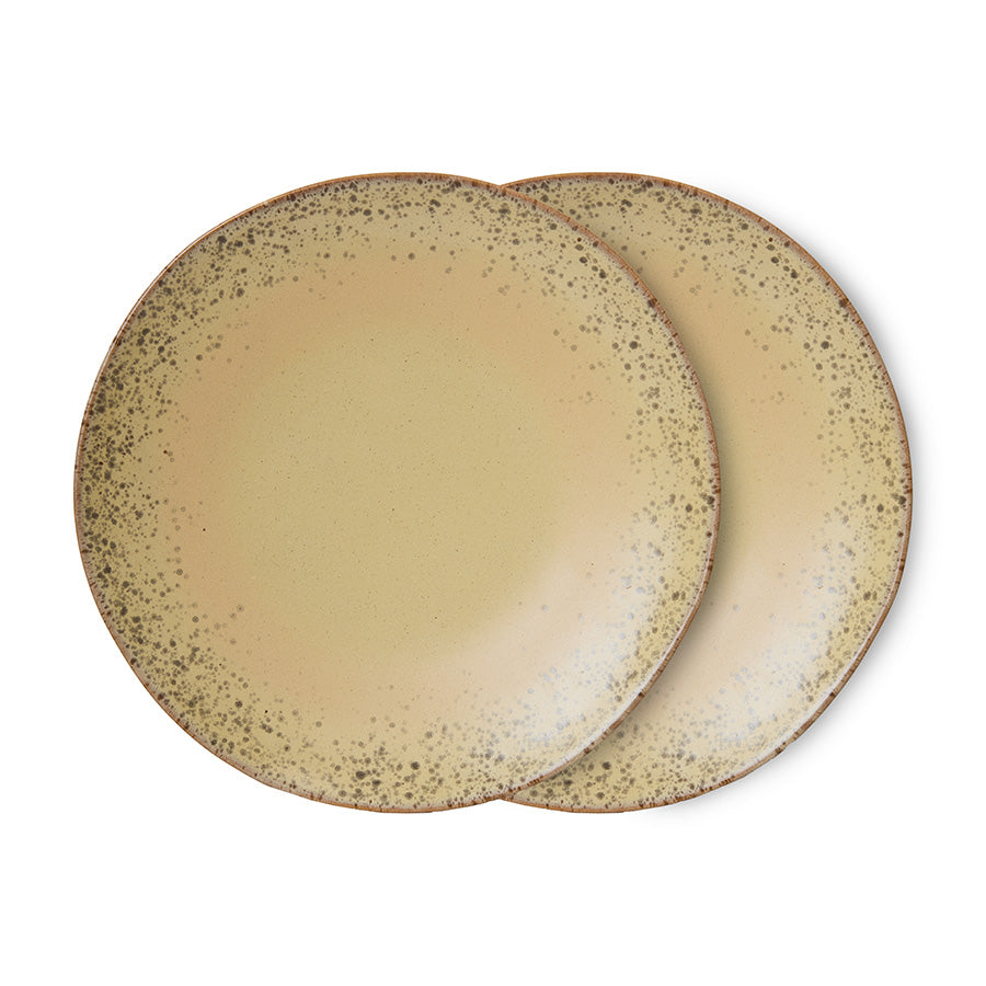 HKLIVING 70s Ceramics: Dinner Plates Grit, set of 2