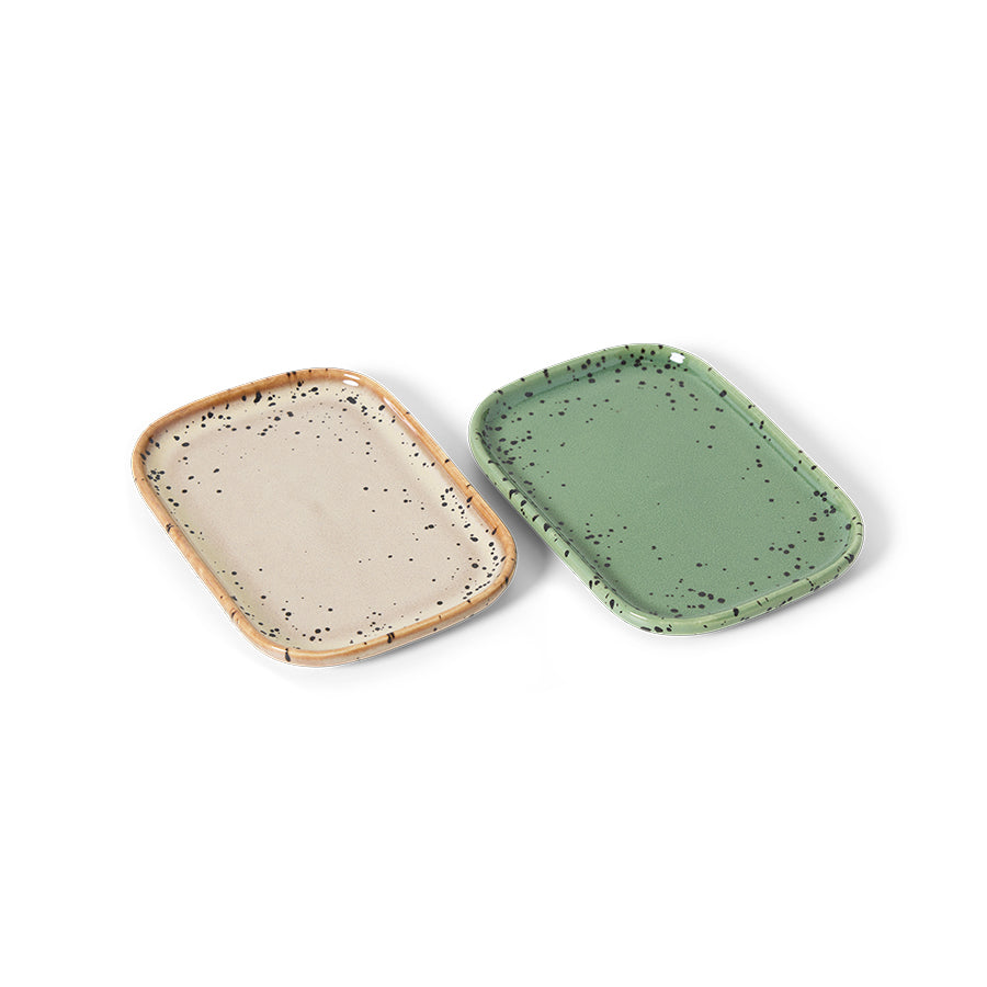 HKLIVING 70s Ceramics: Small Trays Crayon, set of 2
