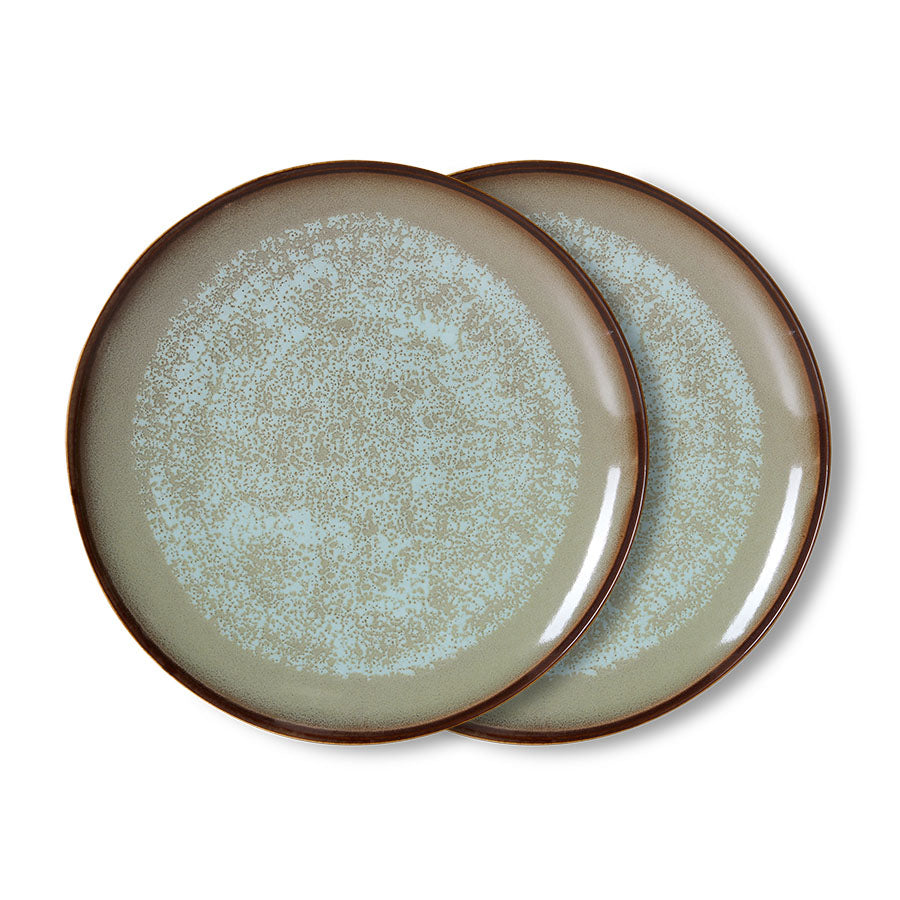 HKLIVING 70s ceramics: dinner plate contrast, set of 2