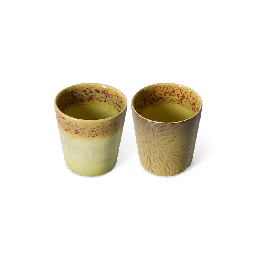 HKLIVING 70s ceramics: Van Gogh coffee mugs sunflowers, set of 2